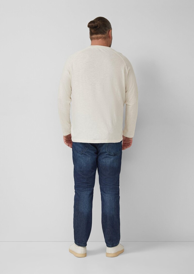 Meliertes Longsleeve aus reiner Baumwolle mit Raglanarm