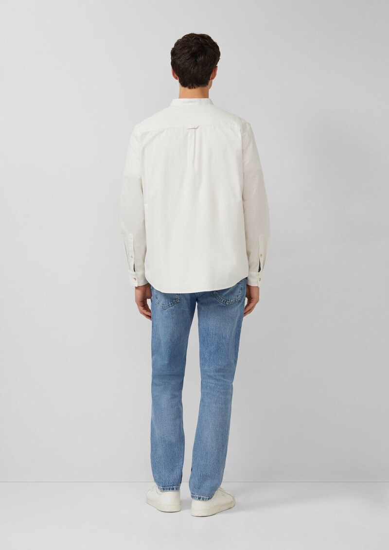 Regular Fit: Leichtes Langarmhemd aus Baumwolle mit Stehkragen