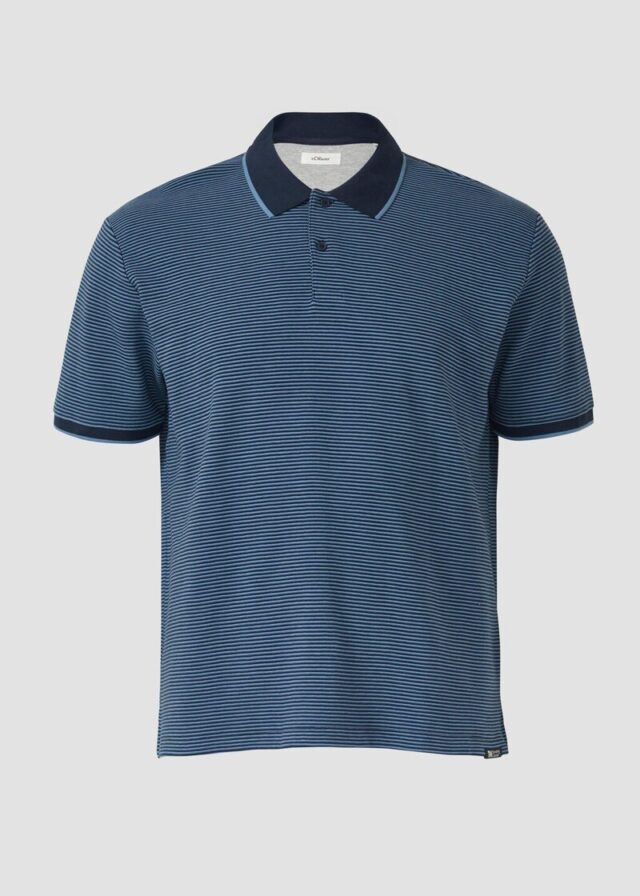 Strukturiertes Poloshirt aus Baumwolle in Two-Tone-Optik