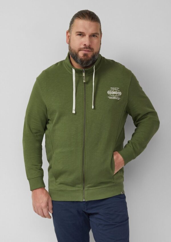 Sweatshirt-Jacke mit Flammgarnstruktur und Artwork