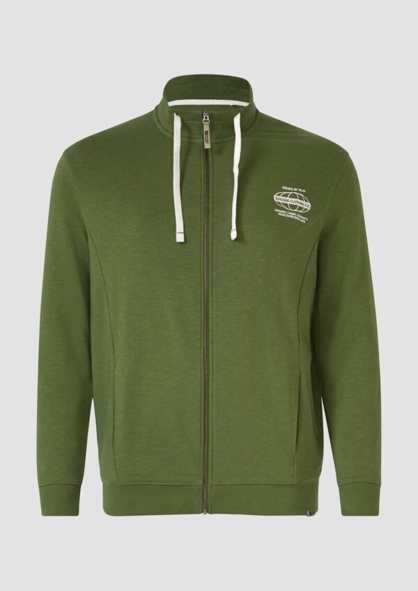 Sweatshirt-Jacke mit Flammgarnstruktur und Artwork