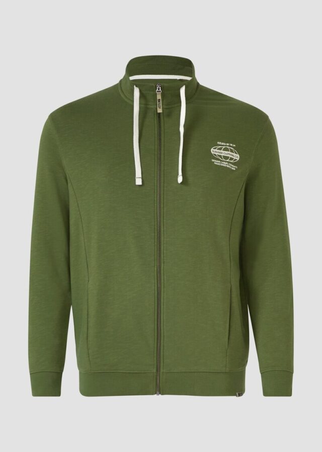 Sweatshirt-Jacke mit Flammgarnstruktur und Artwork