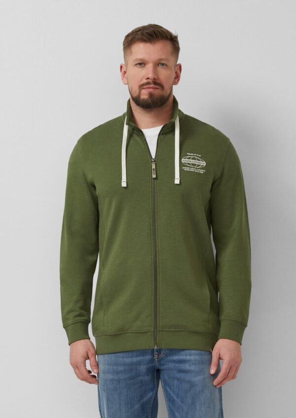 Sweatshirt-Jacke mit Flammgarnstruktur und Artwork