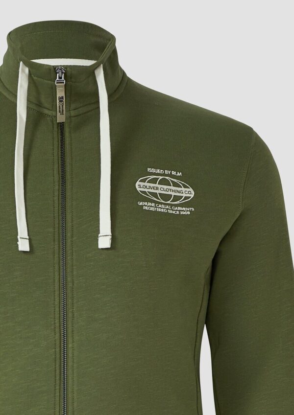 Sweatshirt-Jacke mit Flammgarnstruktur und Artwork