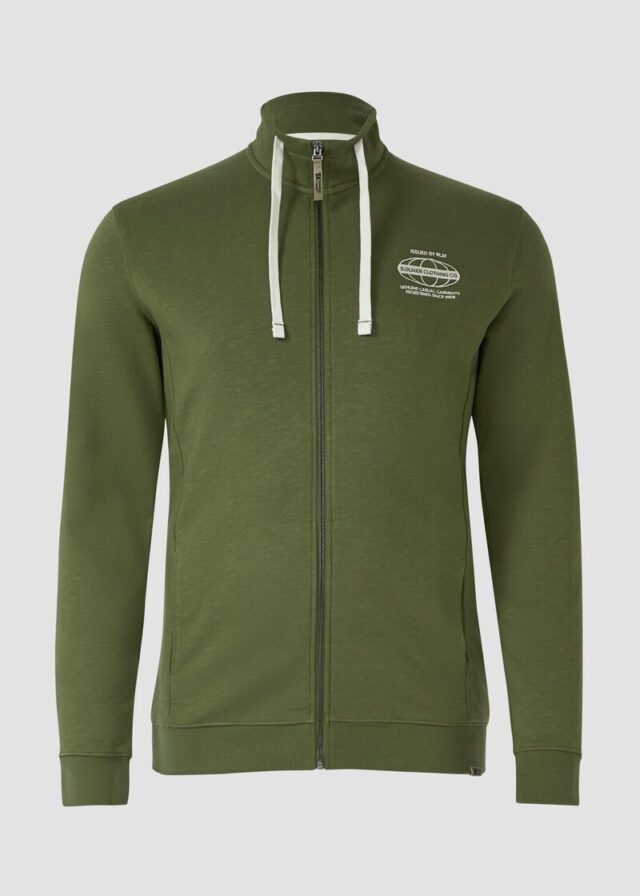 Sweatshirt-Jacke mit Flammgarnstruktur und Artwork