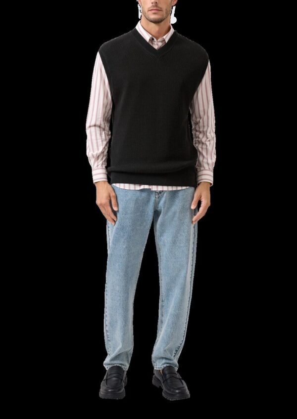 Lockerer Baumwoll-Pullunder mit Rippstruktur