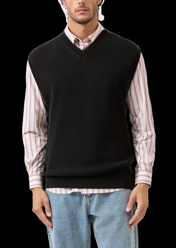 Lockerer Baumwoll-Pullunder mit Rippstruktur