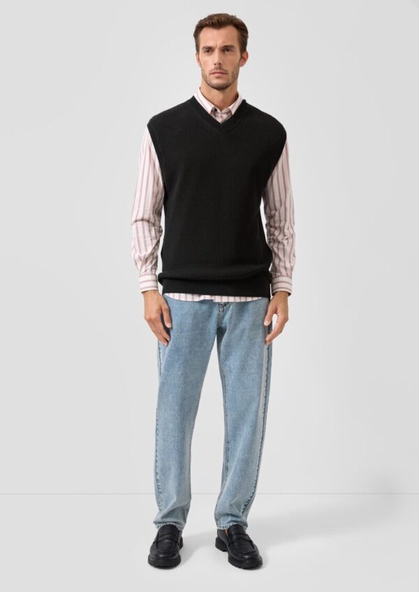 Lockerer Baumwoll-Pullunder mit Rippstruktur