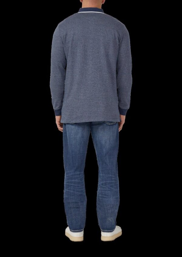 Langarm-Polo mit Bündchen in Melange-Optik