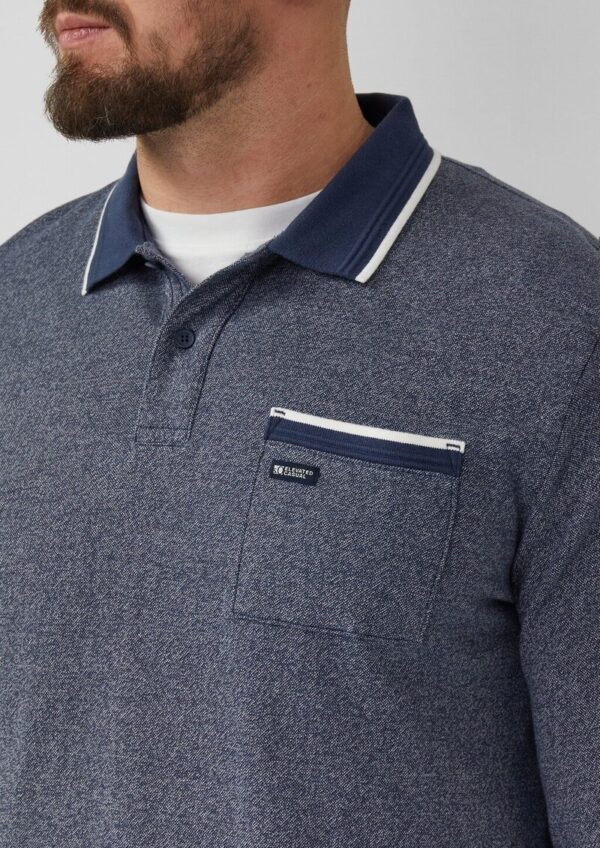 Langarm-Polo mit Bündchen in Melange-Optik