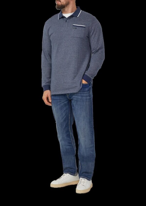 Langarm-Polo mit Bündchen in Melange-Optik