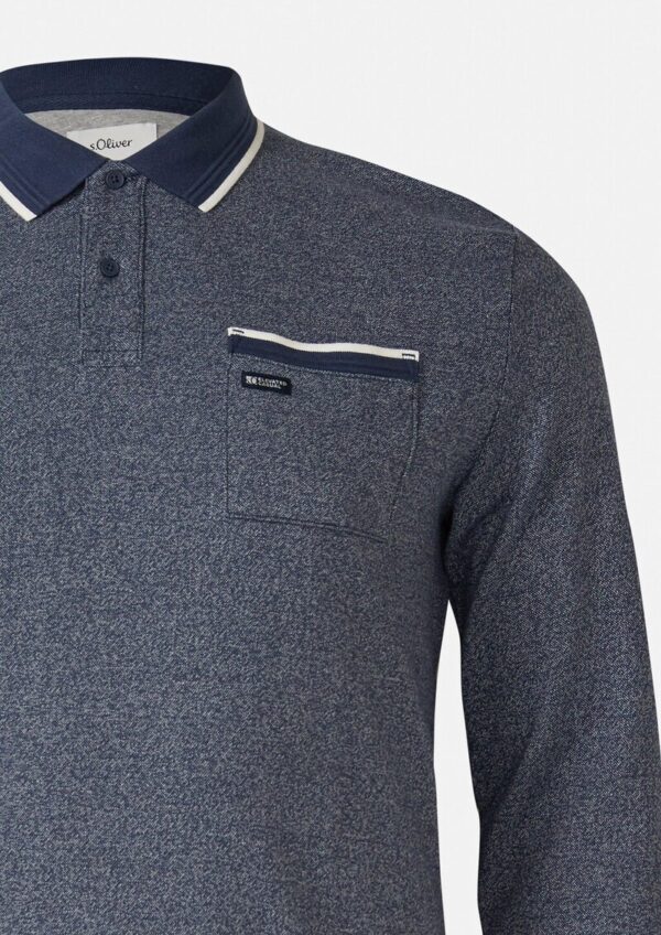 Langarm-Polo mit Bündchen in Melange-Optik