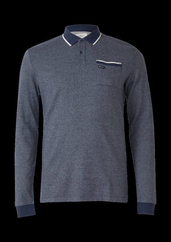 Langarm-Polo mit Bündchen in Melange-Optik