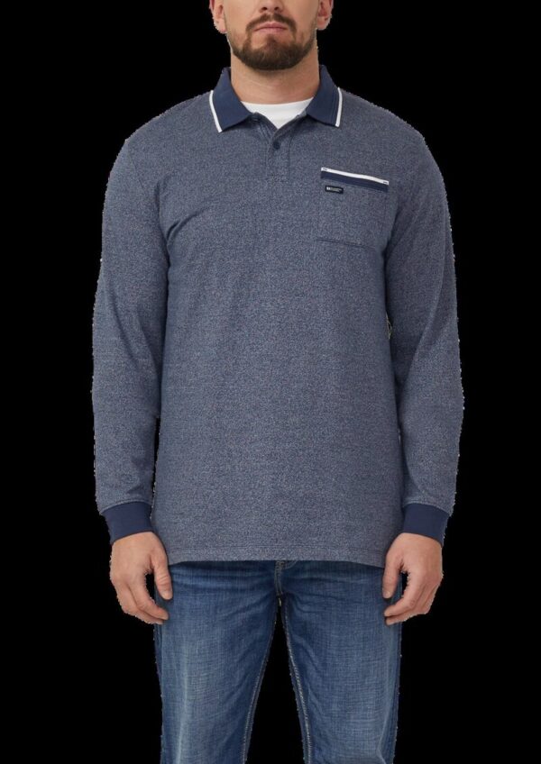 Langarm-Polo mit Bündchen in Melange-Optik