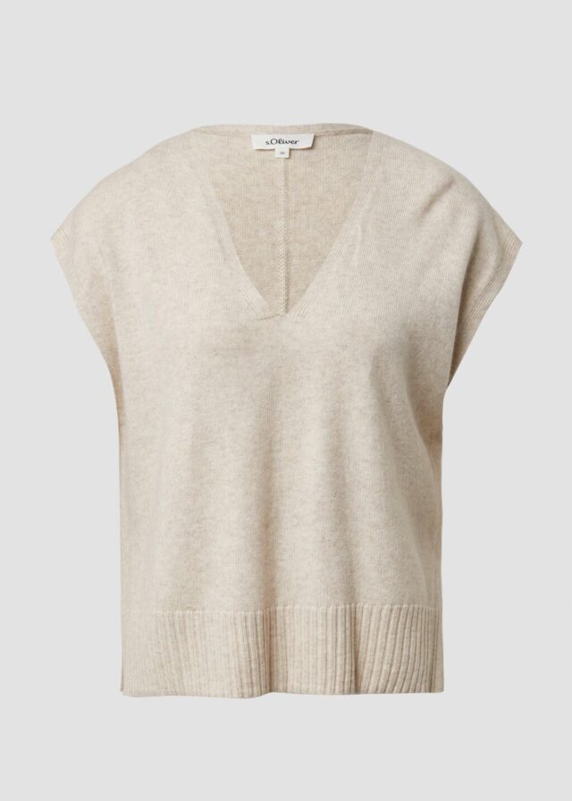 Pullunder aus Wollmix mit Seitenschlitz und überschnittener Schulter