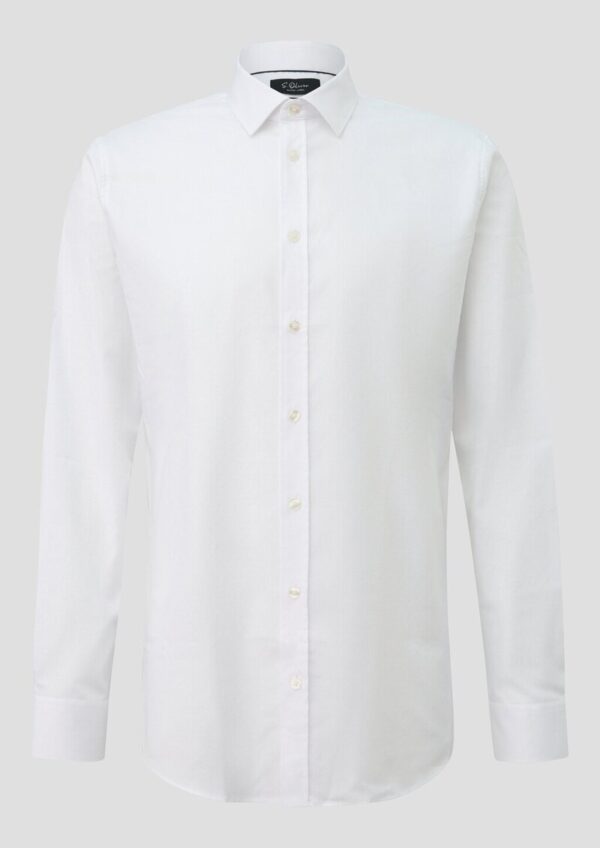 Tailored Fit: Strukturiertes Baumwollhemd mit Kentkragen