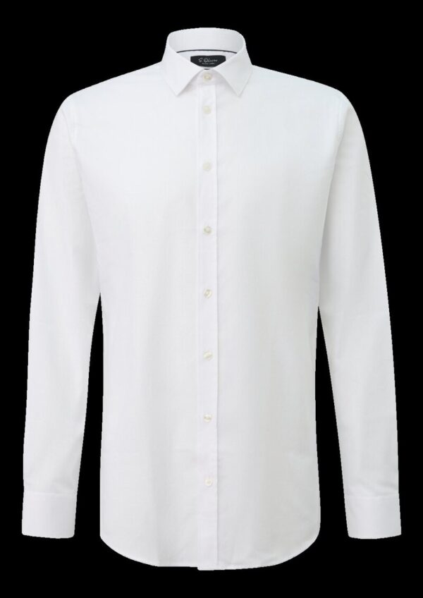 Tailored Fit: Strukturiertes Baumwollhemd mit Kentkragen