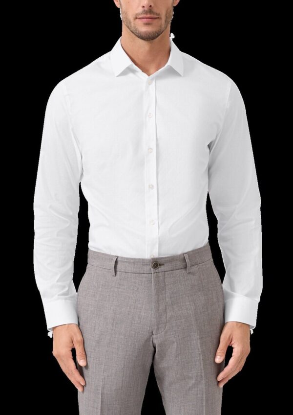 Tailored Fit: Strukturiertes Baumwollhemd mit Kentkragen