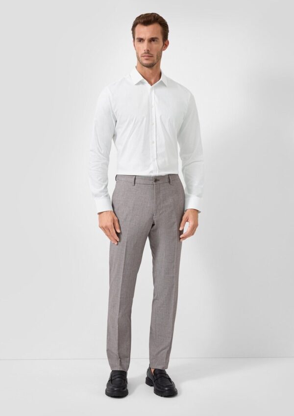 Tailored Fit: Strukturiertes Baumwollhemd mit Kentkragen