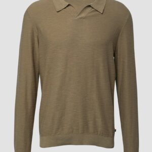 Baumwoll-Strickpolo mit Flammgarnstruktur