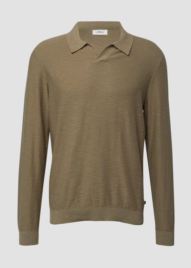 Baumwoll-Strickpolo mit Flammgarnstruktur