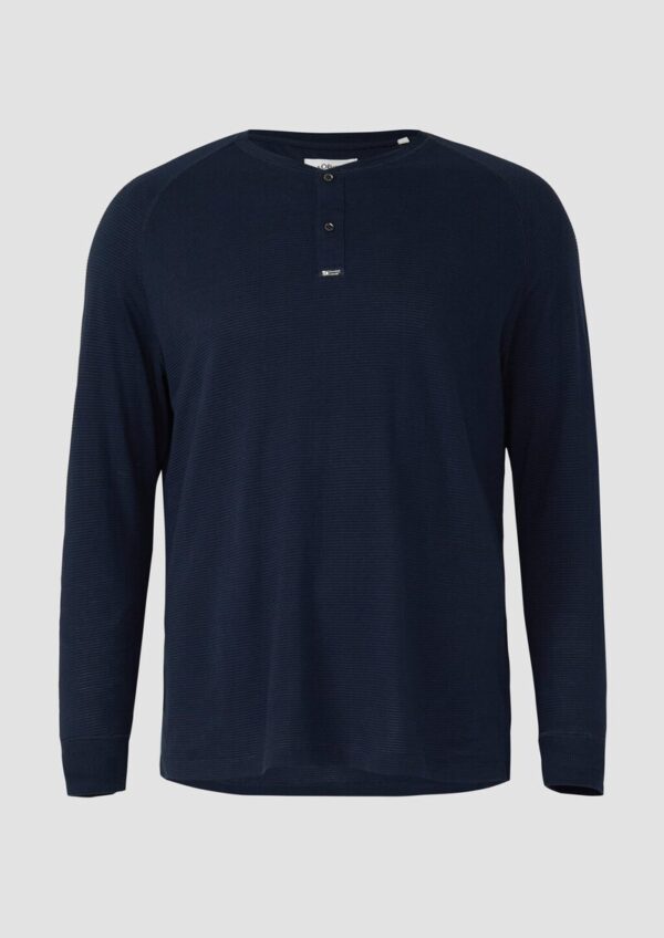 Strukturiertes Langarmshirt mit Henley-Ausschnitt