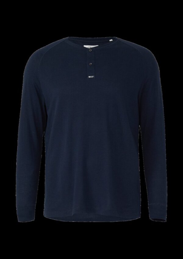Strukturiertes Langarmshirt mit Henley-Ausschnitt