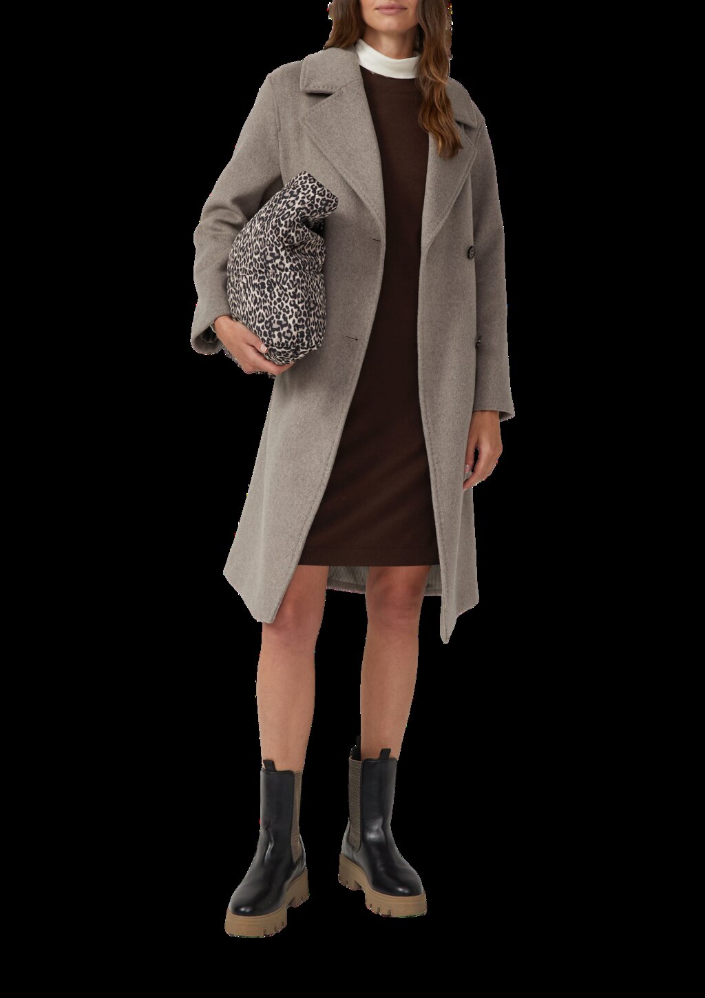 Feinstrickkleid mit Ripp-Detail am Arm