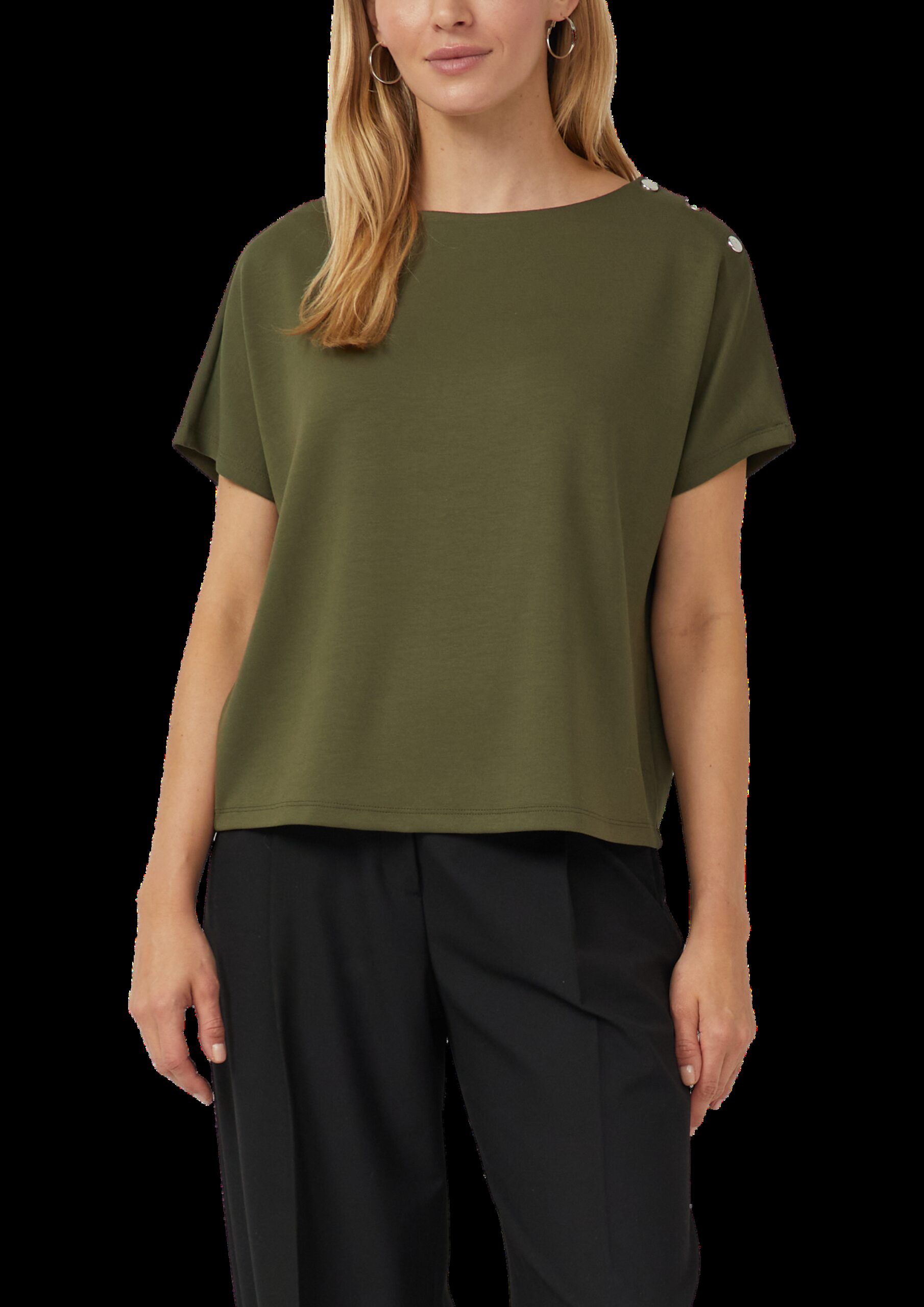 Elastisches Jersey-Shirt mit dekorativer Knopfleiste