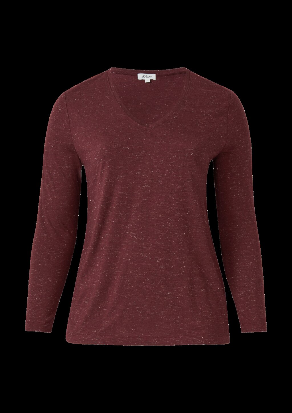Longsleeve mit V-Ausschnitt und Glitzergarn
