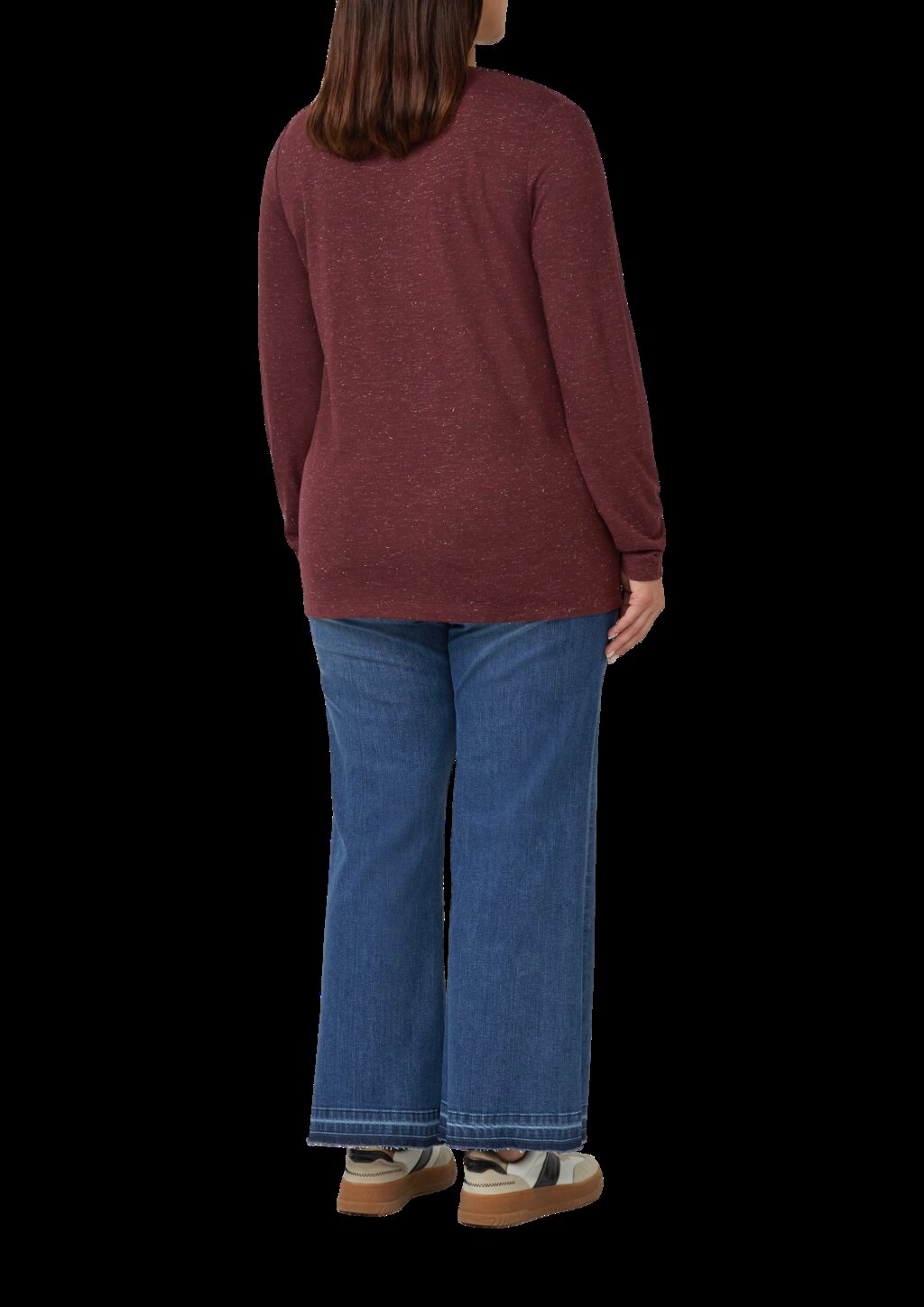 Longsleeve mit V-Ausschnitt und Glitzergarn