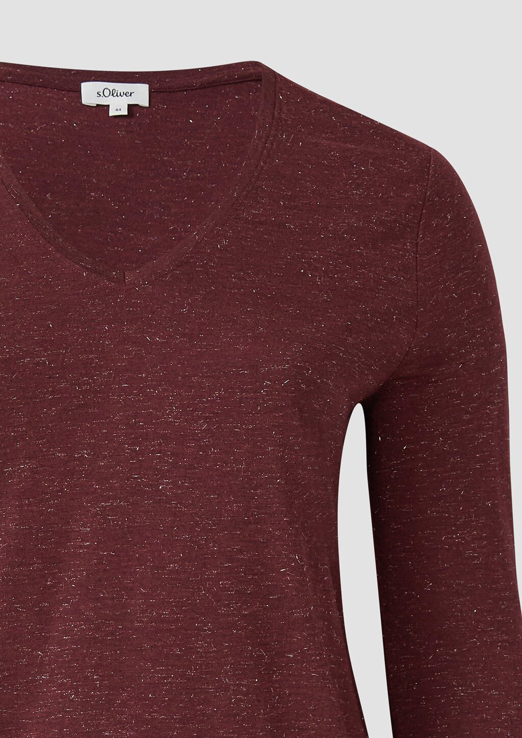 Longsleeve mit V-Ausschnitt und Glitzergarn