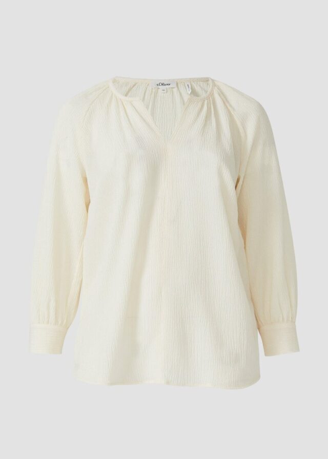 Elastische strukturierte Bluse mit weitem Arm