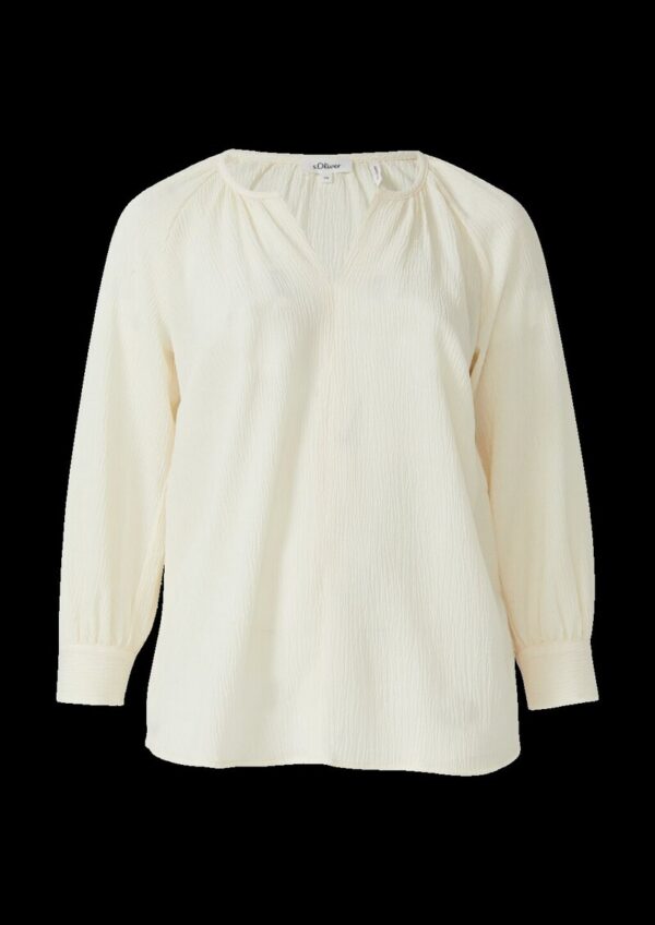 Elastische strukturierte Bluse mit weitem Arm