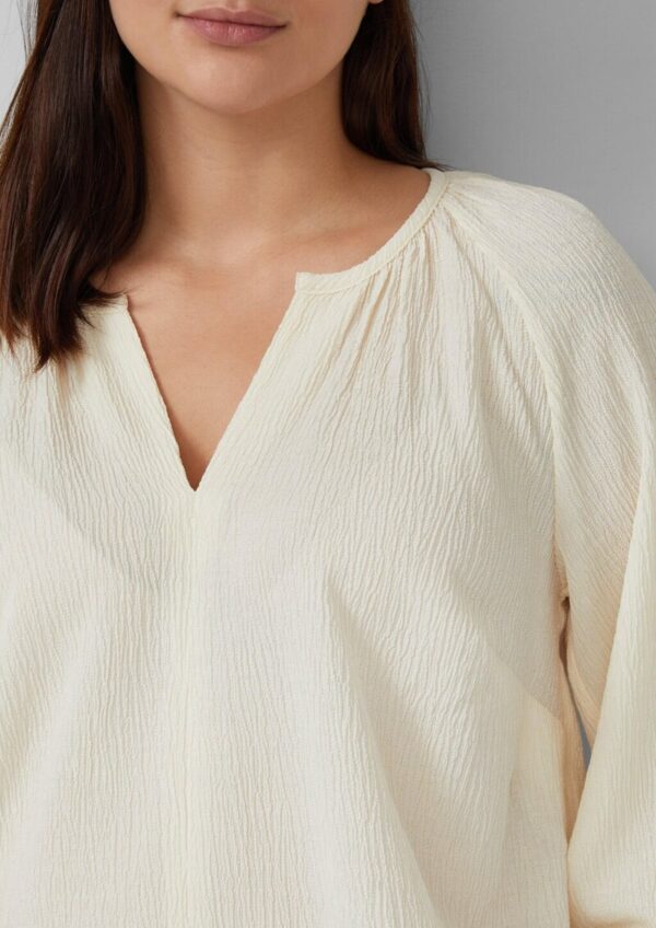 Elastische strukturierte Bluse mit weitem Arm