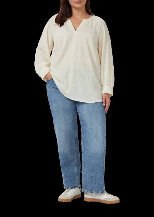 Elastische strukturierte Bluse mit weitem Arm