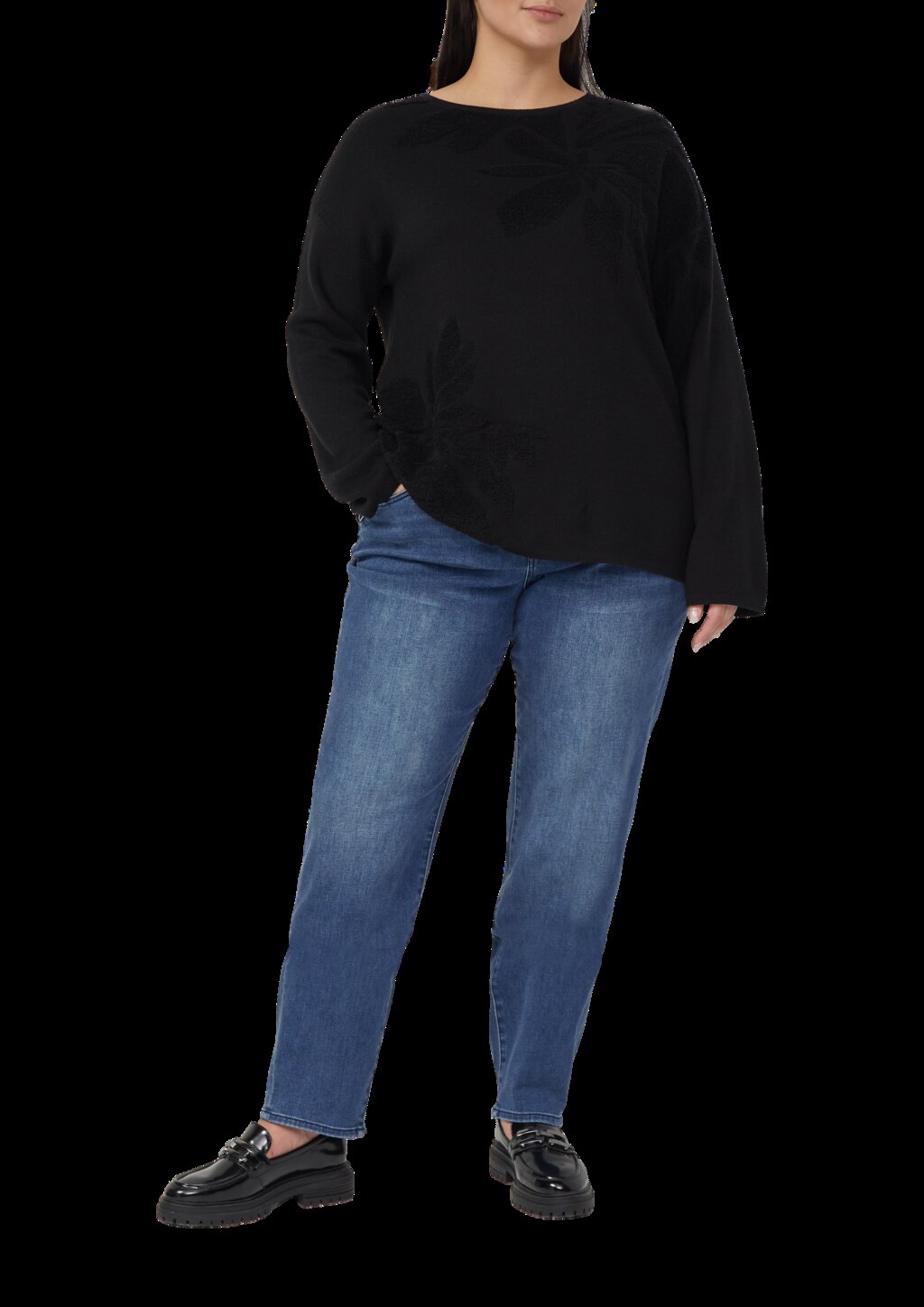 Pullover mit floralem Strickmuster