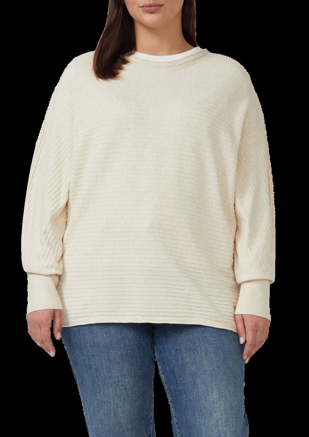 Pullover in Rippstruktur mit Fledermausärmeln