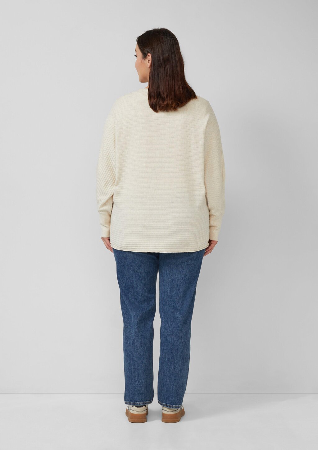 Pullover in Rippstruktur mit Fledermausärmeln