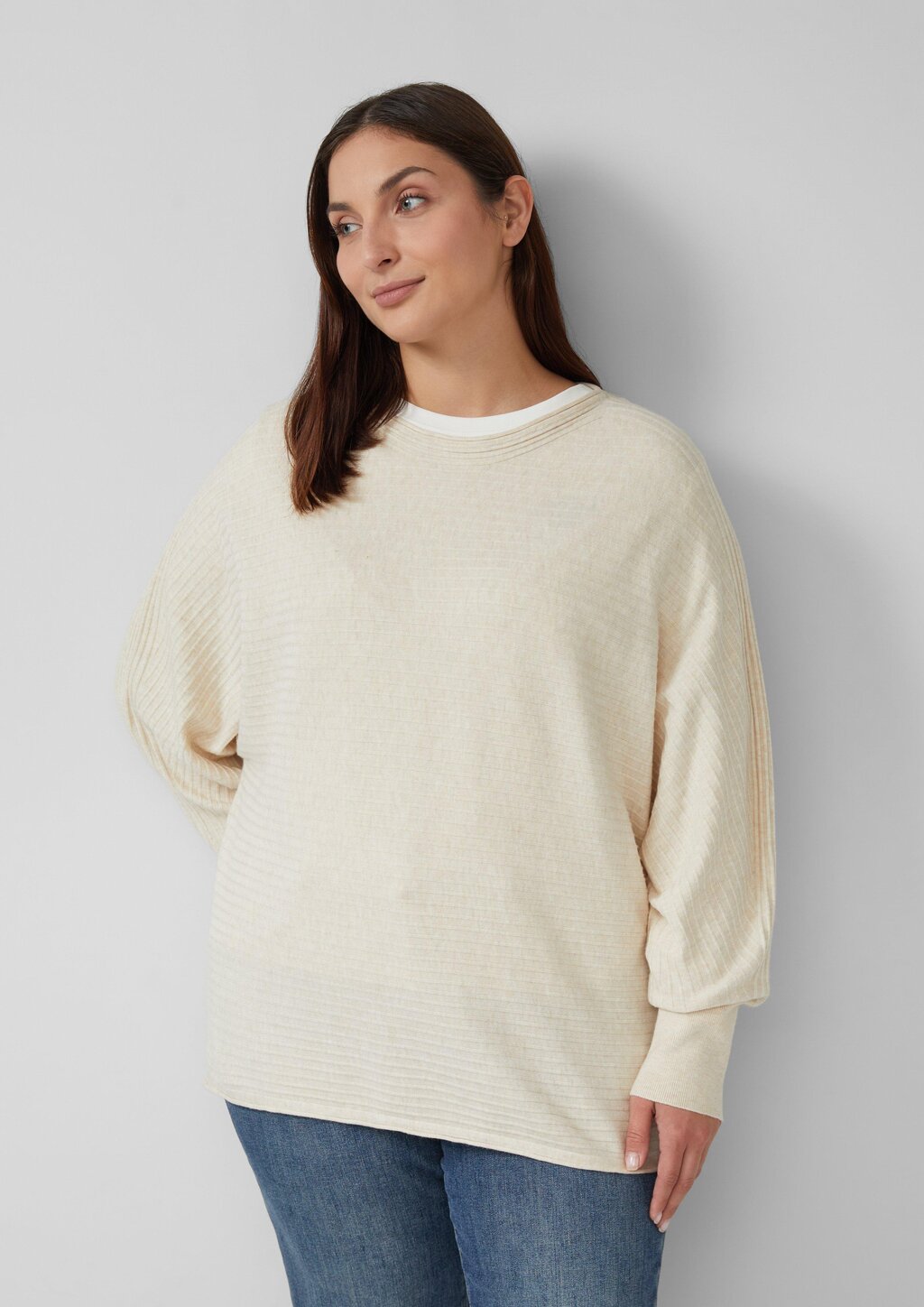 Pullover in Rippstruktur mit Fledermausärmeln