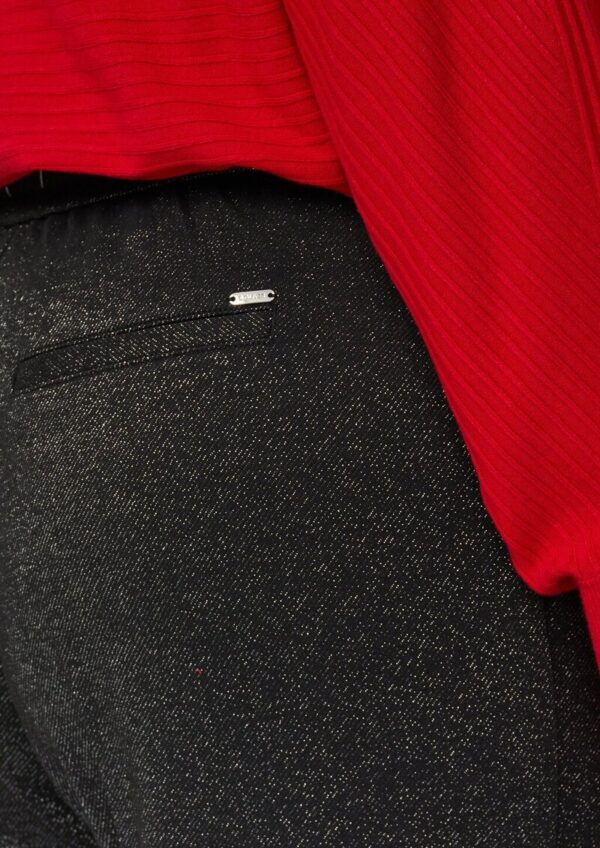 Bundfaltenhose mit Glitzergarn und elastischem Bund
