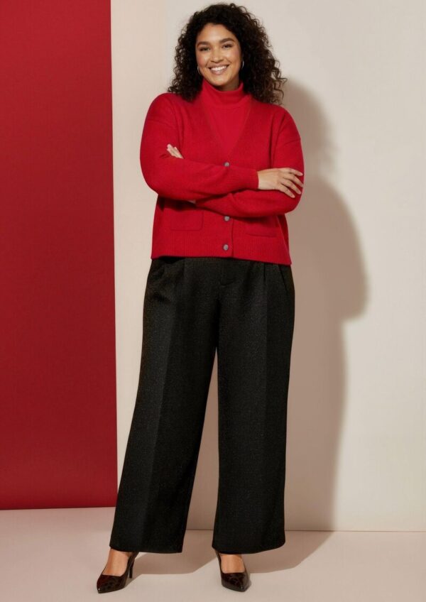 Bundfaltenhose mit Glitzergarn und elastischem Bund