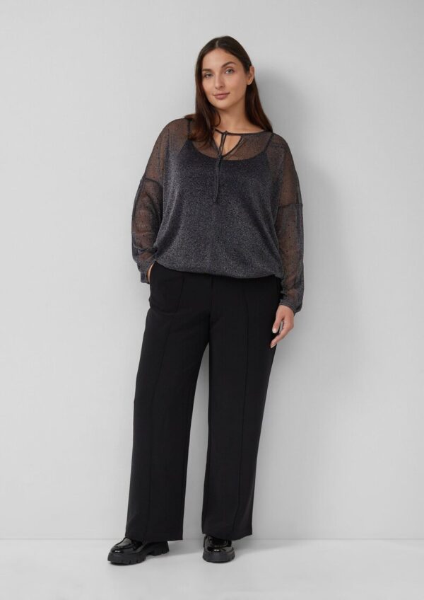 Transparente Bluse mit Glitzergarn und Schmucksteinen