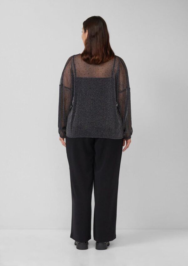 Transparente Bluse mit Glitzergarn und Schmucksteinen