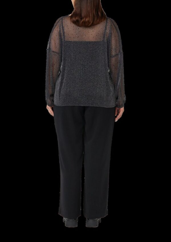 Transparente Bluse mit Glitzergarn und Schmucksteinen