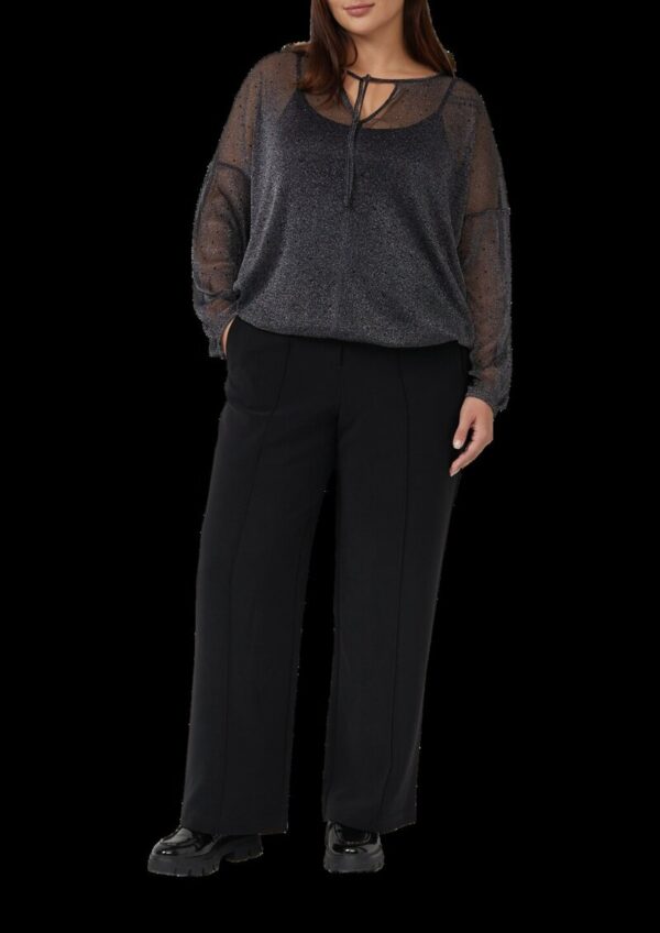 Transparente Bluse mit Glitzergarn und Schmucksteinen