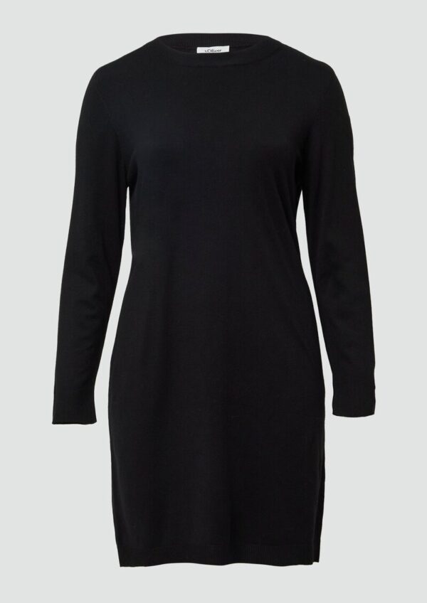 Feinstrickkleid mit Ripp-Detail am Arm