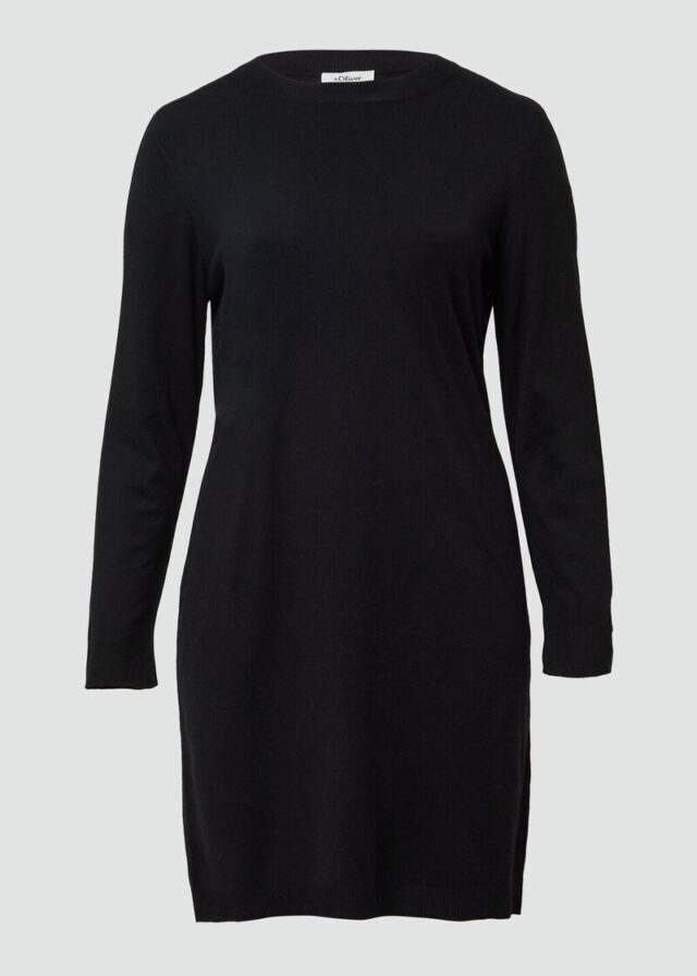Feinstrickkleid mit Ripp-Detail am Arm