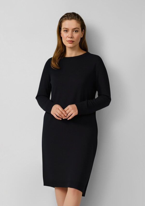 Feinstrickkleid mit Ripp-Detail am Arm