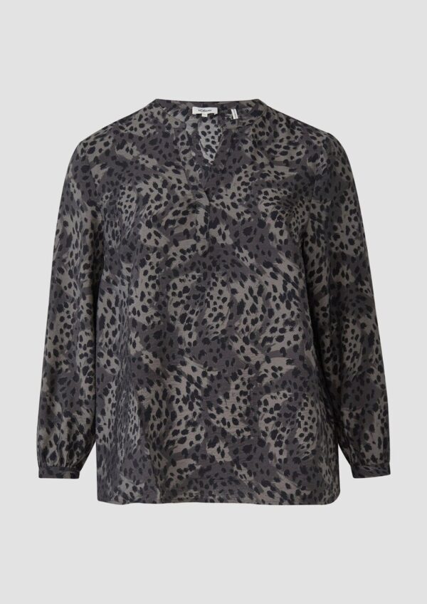 Langarmbluse aus Viskosemix mit Leo-Print
